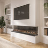 Black 70 Inch Inset Media Wall Electric Fireplace with Glass Configurated AGL069