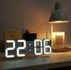 3D Digital Wall Clock LED Display USB Powered Alarm Clock Brightness Auto Dimmer