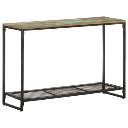 Modern Console Table Large Metal Mesh Shelf Stoarge Wood Top Hallway Sideboard