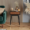 Solid Dark Wood Side Table | Vintage Inspired Side Unit Bedside