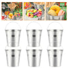 6 x Mini Serving Tinplate Buckets Kitchen Bucket for Chips, Food, Storage Pots