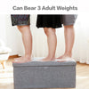 Large Grey Ottoman Foldable Storage Box Linen Suede Foot Stool Seat 3 Sizes New