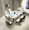 Set of Two Luxury White Dining Chairs with Black Gold legs and Faux Leather Seat