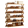 6 Tiers Folding Bamboo Shoe Rack Wooden Shoe Storage Footwear Storage Shelves