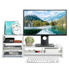 White Wood Monitor Stand TV PC Laptop Computer Screen Riser &3-Tier Bookcase Set