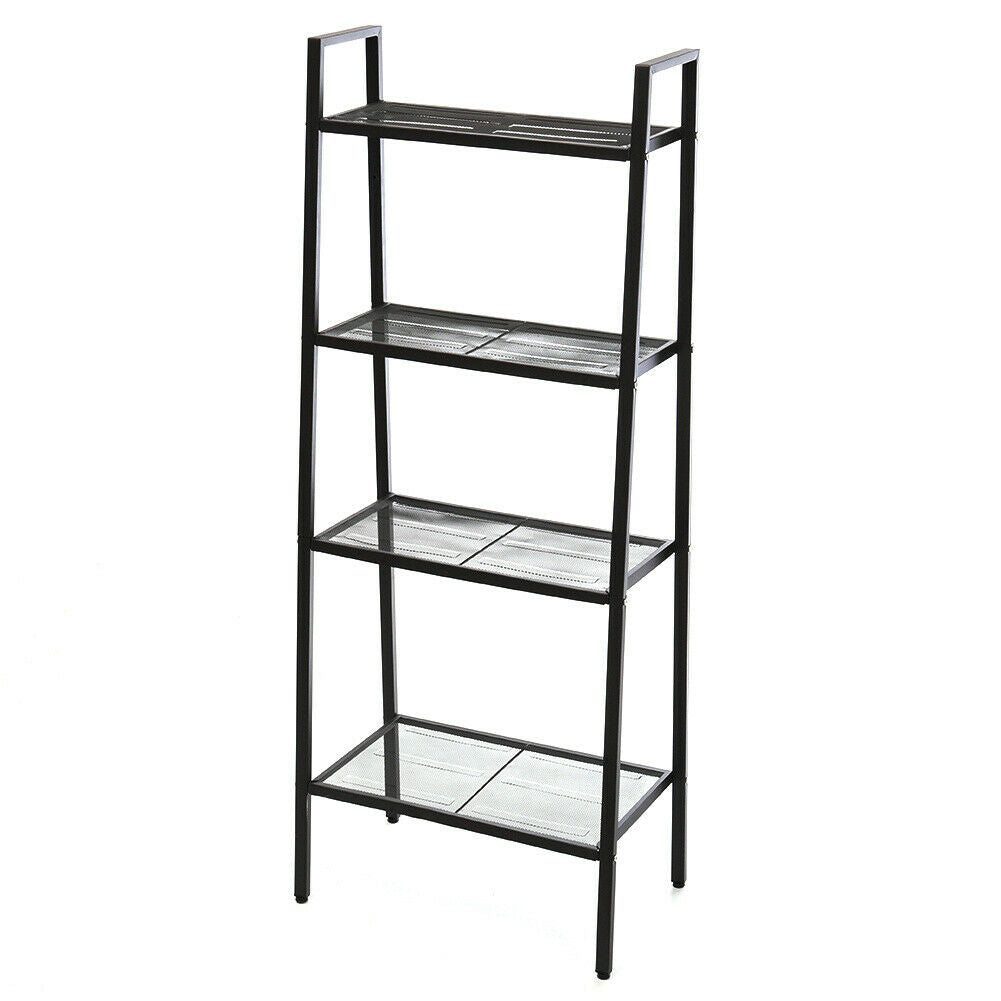 4-Tier Storage Shelves Ladder Bookshelf Industrial Bookcase Metal Flower Stand