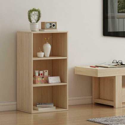 3 Tier Book Shelf Bookcase Storage Shelving Unit Cabinet Books Display Oak New