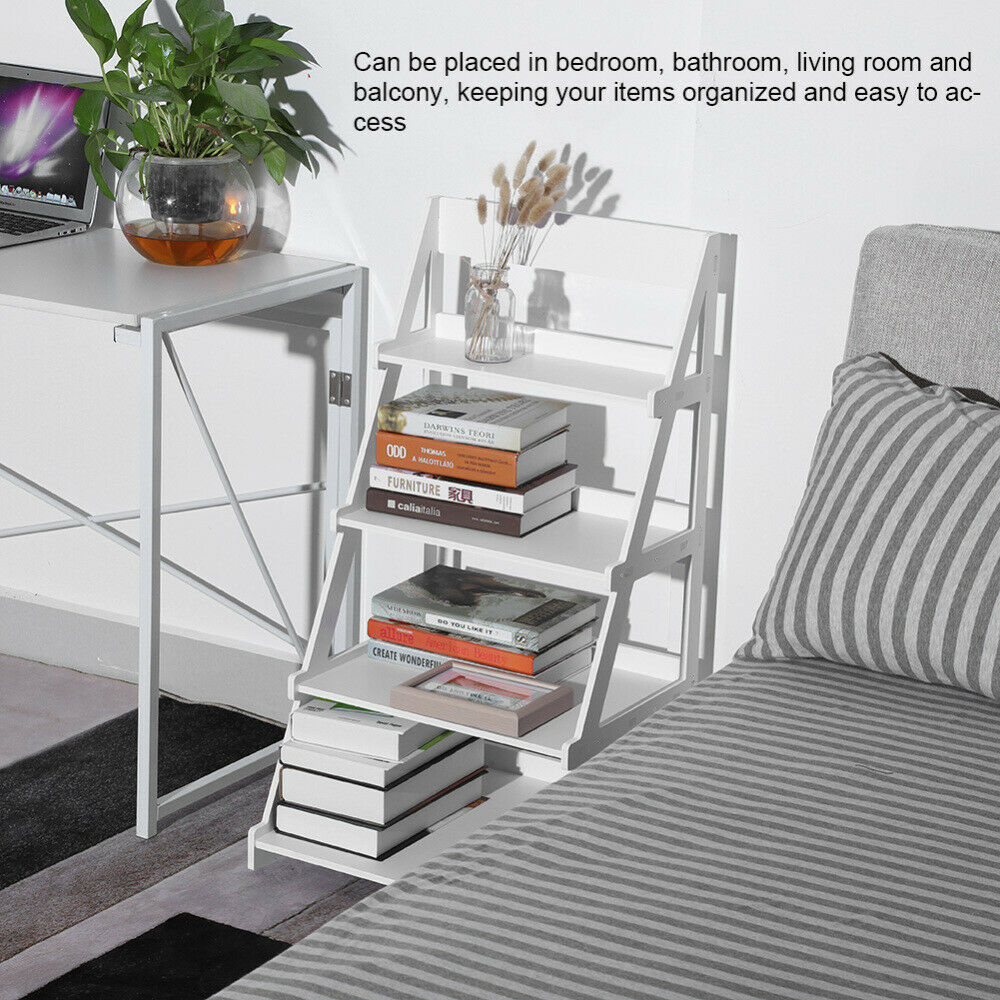 4 Tier Ladder Shelf Storage Shelving Unit Bookcase Rack Shelves Display Stand UK