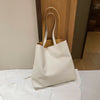Fashion PU Handbag Women Totes Simple Large Capacity Shoulder Bag (Beige)