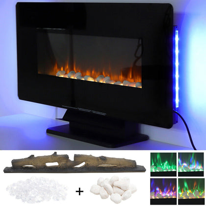 42in LED Flame Fireplace Wall Mounted/Standing Electric Fire Heater with Remote