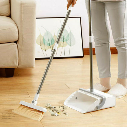 Household Sweeping Soft Broomed And Dustpan Set Folding Telescopic Storage