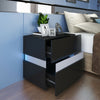 High Gloss Bedside Table Nightstand Cabinet Chest of 2 Drawer RGB LED Light Lamp