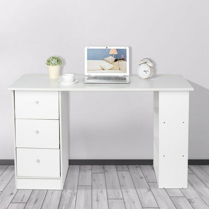 Computer Office Desk Wood PC Laptop Table Workstation With 3 Drawer & Shelves