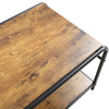 2 Tier Wood Coffee Table Metal Frame Side End Tables with Shelf & Storage Basket