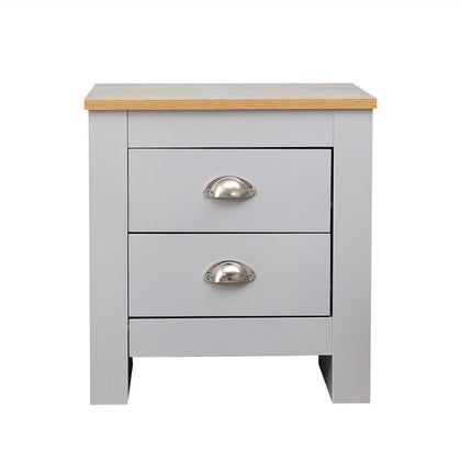 CF Ayrshire BedRoom Furniture Set Chest Bedside Table Wardrobe,White/Grey+Oak