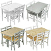 Compact Solid Wood Dining Table and 4 Chairs Set Home Kitchen Furniture 4 Colour