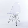 Transparent Clear Modern Ghost Eiffel Dining Chair Office Retro Chrome Legs UK