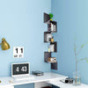 5 Tier Floating Wall Shelves Corner Shelf Storage Display Bookcase Bedroom UK