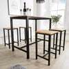 Kitchen Dining Breakfast Bar Set Wooden Table Black Metal Frame with 4 Barstools