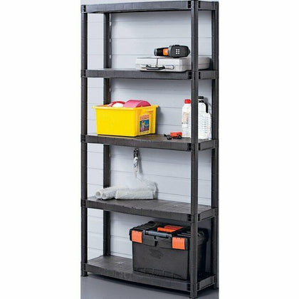 5 TIER PLASTIC SHELVING UNIT STORAGE RACKING SHELVES GARAGE WAREHOUSE