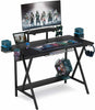 Gaming Desk Computer Table w/ Monitor Stand & Cup Holder & Headphone Hook-UK