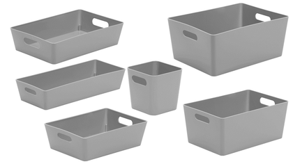 6 x Personalised Grey Home Storage Boxes Box Cleaning Caddy Mrs Hinch Zoflora