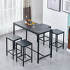 5Pcs Marble Vein Bar Table 4 Stools Set Breakfast Kitchen Dining Bar Bistro Wood