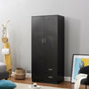 Bedroom Furniture 2 Door Wardrobe Matt Black Storage With Shelf Hanging Rail UK