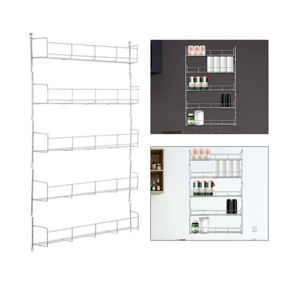 5 TIER SPICE HERB JAR RACK HOLDER FOR KITCHEN DOOR CUPBOARD STORAGE / WALL UK