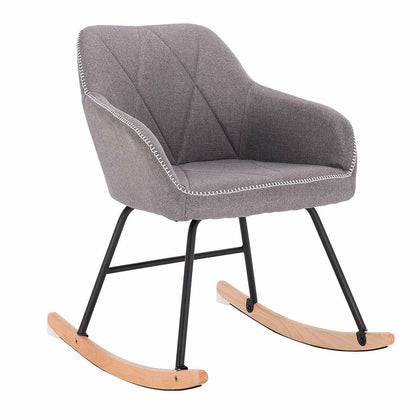 Rocking Chair Rocker Relax Chair Leisure Linen with Comfortable Padded Seat grau