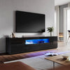 High Gloss 200cm Black TV Stand Cabinet Unit Living Room Furniture with RGB LED