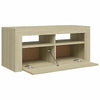 Modern White TV Unit Cabinet Stand 90cm High Gloss Doors with Free LED Lights