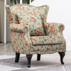 Occasional High Back Wing Floral Fabric Armchair Queen Metallic Rivet Chair Sofa