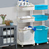 3 Tier 4 Wheeled Multi Purpose Laundry Hamper Basket Storage Cart Organiser (Blue)