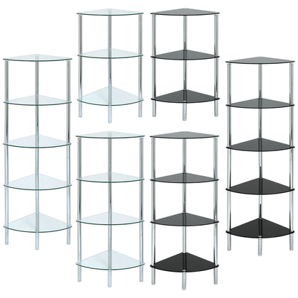 GLASS CORNER SHELF UNIT DISPLAY/BATHROOM/HALL/END/LAMP/COFFEE TABLE HOME STORAGE