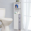 Bathroom Cabinet Side Tall Storage Unit Shelf Cupboard Drawer White
