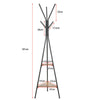 181cm Industrial Style Coat Rack Stand Hall Tree Free Standing with 2 Shelves
