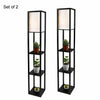 Shelf LED Floor Lamp Light Fabric Shade Open Storage Bedroom Livingroom Modern