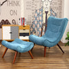 Upholstered Lounge Fabric Chair Sofa Velvet Armchair with Footstool Living Room