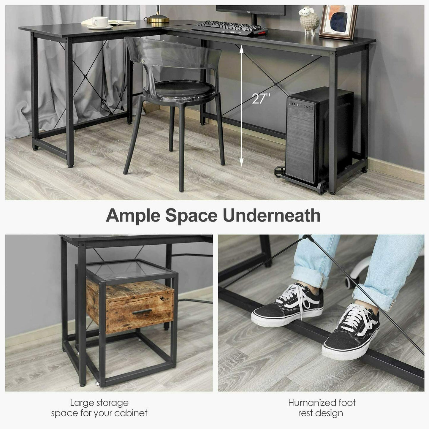 Large L Shape Computer Desk Laptop PC Study Table Home Office Workstation Gaming