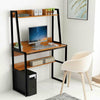 Ladder Office Computer Desk with Shelves Small Workstation PC Writing Table Wood
