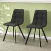 2 PU Faux Leather Dining Chairs Grey Rectangle Metal Legs Dining Room Chairs