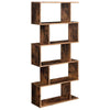 Wood Bookcase Bookshelf S Shape 5 Tier Shelves Free Shelving Storage