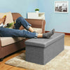 Fine Linen Folding Storage Ottoman Pouffe Seat Foot Stool Storage Box Bench UK