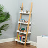 White & Bamboo 4 Tier Modern Ladder Wall Shelf/Bookcase Display Rack #261