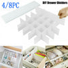 8X Adjustable Drawer Dividers Organiser Socks Plastic Closet Separator Flexible