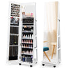 3-in-1 Jewelry Cabinet 360° Swivel Mirror Jewelry Armoire W/ 3-Color LED Lights