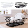 Dish Drainer Rack Kitchen Sink Basket Cutlery Draining Drip Tray Plates Holder