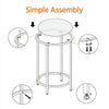 Round Side Table with Glass Top, Gold End Table with Metal Frame for Living Room