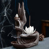 Ceramic Lotus Waterfall Smoke Backflow Incense Burner Holder Home Decoration UK